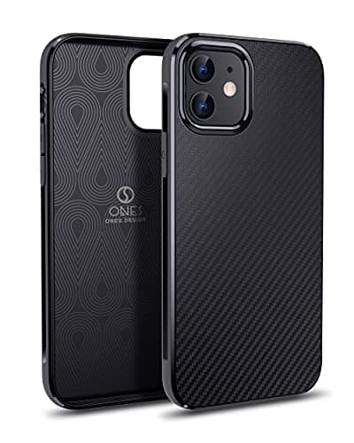 Image of ONES Thin Case for iPhone 12/12 Pro,Carbon Fiber Pattern Cover Shockproof Protective Phone Case with Minimalist Design and Scratch Resistant Fingerprint Prevention Black