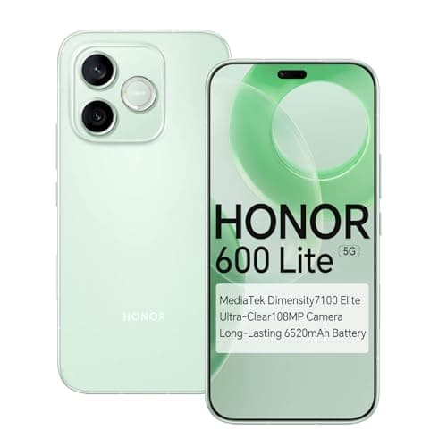 Image of HONOR 600 Lite 5G Smartphone, MediaTek Dimensity 7100 Elite, 6.6" 1.5K AMOLED 120Hz Display, 6520mAh Battery, 108MP Main Camera + 5MP Wide, IP66 Water & Dust Resistance (Green, 256, GB, 8, GB)