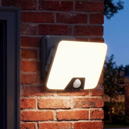 Image of vighep 24W Security Lights Outdoor Motion Sensor, Upgraded IP65 Waterproof LED Floodlight, 3000K-6500K PIR Outside Wall Light for Garden Backyard Garage Forecourt