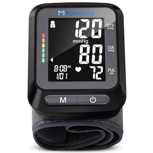 Image of Wrist Blood Pressure Monitor with Large Backlit Display, Accurate Automatic Wrist Blood Pressure Monitors for Home Use, 2 x 60 Memory, Adjustable Cuff (13.5-21.5cm), Carrying Case Included