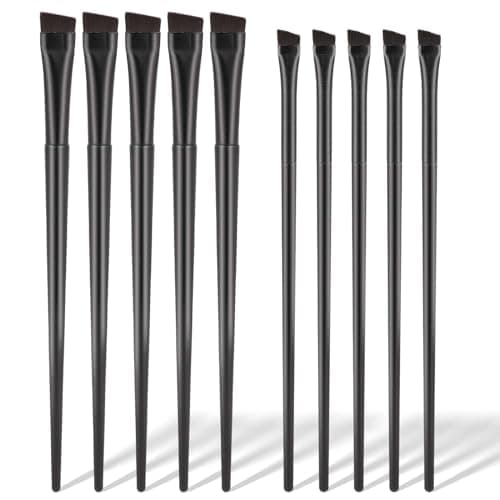 Image of 10 Pack Flat Eyebrow Tint Brush Applicator, Fine Angled Eyebrow Brush, Angled Eyebrow Eyeliner Brush Set, Ultra Thin Angled Eyeliner Eyeshadow Eyebrow Makeup Brush