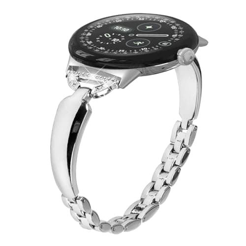 Image of Miimall Metal Strap for Google Pixel Watch 4/3/2/1 41mm (NOT for 45mm), No Gap Zinc Alloy Band for Pixel Watch 4 41mm, Bling Diamond Rhinestone Adjustable Replacement Band for Women Ladies-Silver