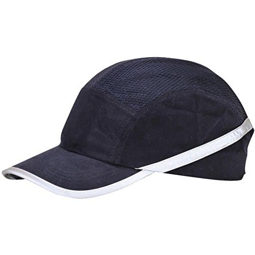Image of Portwest PW69 Vent Cool Bump Cap Mens Bump Caps for Men EN 812 Head Protection Lightweight Adjustable Breathable Mesh Vented Peaked Baseball Style Workwear Warehouse Delivery, Navy, One Size
