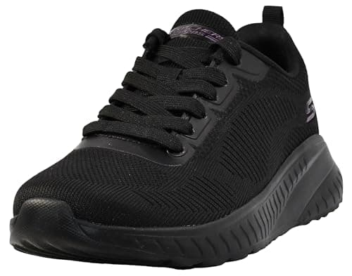 Image of Skechers Women's BOBS Squad Chaos FACE Off Sneaker, Black Engineered Knit/Trim, 6 UK