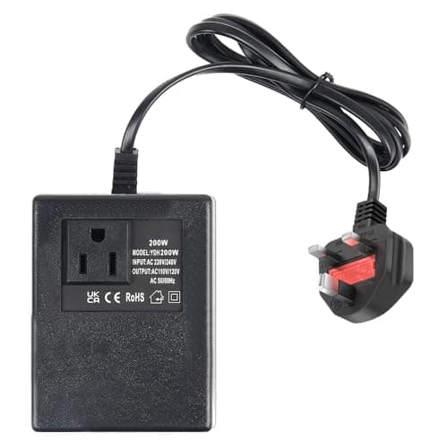 Image of 200W Step Down Power Voltage Converter Transformer, 220V/240V to 110V/120V (UK Plug), US to UK Voltage Converter with Smart Temperature-Protected for Travel, WiFi, POS Machines, Power Bank
