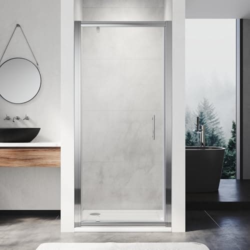 Image of ZANOFIRA 760mm Pivot Hinge Shower Door Screen 6mm Toughened Safety Clear Glass Reversible for Shower Enclosure Bathrooms Shower Cubicle