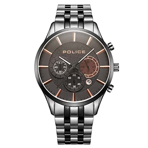 Image of Police Cage Mens Chronograph Watch with Gunmetal Grey Dial and Grey Stainless Steel Bracelet, 44mm Stainless Steel Case in Branded Watch Box PEWJI2194341-2 Year Warranty