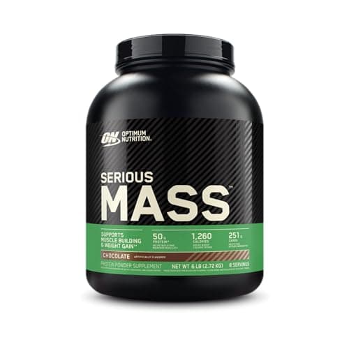 Image of Optimum Nutrition Serious Mass Protein Powder High Calorie Mass Gainer with Vitamins, Creatine and Glutamine, Chocolate, 8 Servings, 2.73 kg, Packaging May Vary