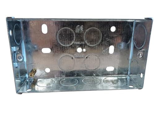 Image of EABCON STEEL 2 GANG ELECTRICAL FLUSH SOCKET BOX (pack of 1, 35mm)
