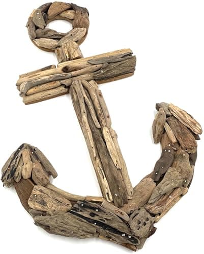 Image of My Square Mile Wooden Ship Anchor Decor 60cm | Nautical Boat Driftwood | Wall Decor Door Hanging Ornament | Bathroom Accessories