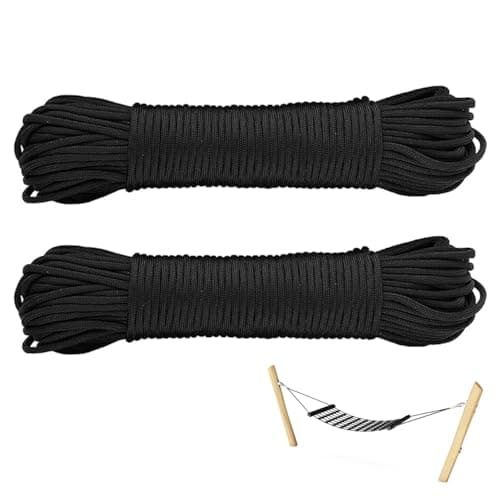 Image of 4mm Nylon Rope Paracord 20m - Heavy Duty Camping Rope, Black Braided Cord for Survival Kits, DIY Crafting & Outdoor Gear | All-Weather, High Strength, Tear Resistant (Deep Black, 20m)