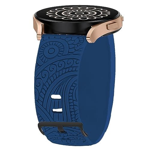 Image of Blueshaweu for Sekonda Smart Watch Soft Silicone Boho Engraved Fall Floral Sport Silicone Fancy Designer Flower Replacement Straps Compatible for SEKONDA Flex,Flex Plus/Motion,Motion Plus (Blue)