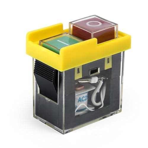 Image of Jadeshay NVR Switch,KJD6 Waterproof Electromagnetic Switch 4 Pin AC250V 6A ON/OFF Push Button Universal Emergency Stop Pushbutton Replacement for Electric Cement Concrete Mixer
