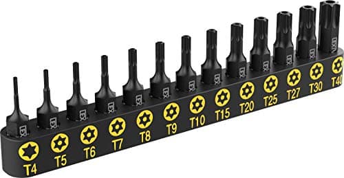 Image of LEXIVON Tamper Proof Torx Bit Set, Premium S2 Alloy Steel | 13-Piece Security Star Bits, T4 - T40 | Precision CNC Machined (LX-301)