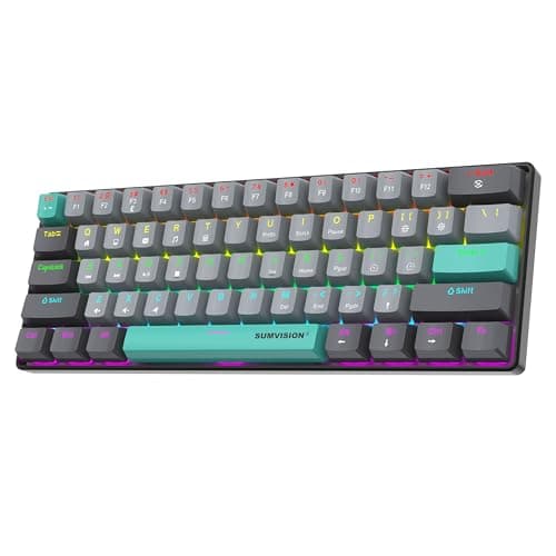 Image of Sumvision Seeker Destroyer II 60% Mechanical Gaming Keyboard Red Switch Compact RGB Backlit (19 Modes) Anti-Ghosting, Detachable USB-C, US Layout with £ Support Wired Keyboard for PC Mac Laptop Gaming