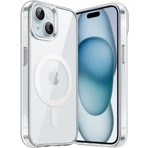 Image of JETech Magnetic Case for iPhone 15 Plus 6.7-Inch Compatible with MagSafe Wireless Charging, Shockproof Phone Bumper Cover, Anti-Scratch Clear Back (Clear)