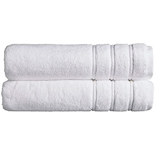 Image of Christy Antalya Large Bath Sheets | Set of 2 | 100% Turkish Cotton | 600GSM | Soft Plush Luxury Bath Towels | 90cm x 150cm | Quick Dry | White