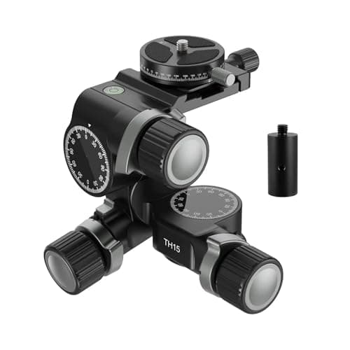 Image of Video Mount, TH15/TH16 3 Way Geared Tripod Head With 360 Degree Pan Arca Type QR Plate Aluminum Alloy 3 Axis Pan Tilt Head With Switch,tripod head(TH15)