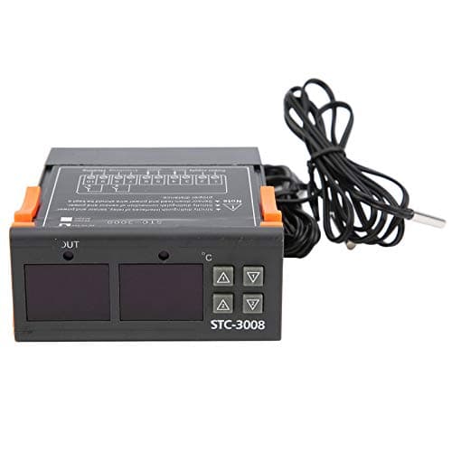 Image of Digital Thermostat, Dual Display Dual Probe Sensor Adjustable Thermostat Controller for Farm, Refrigerator, Greenhouse, Aquarium (12V)