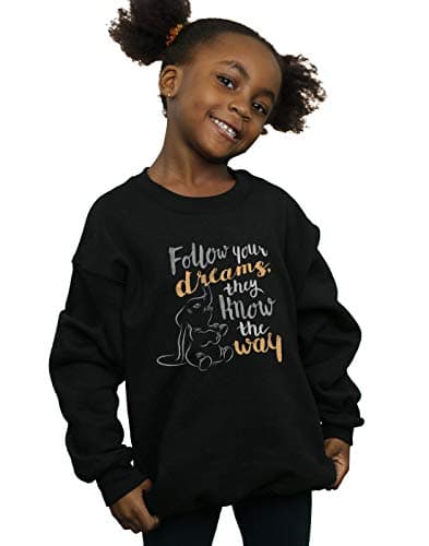 Image of Disney Girls Dumbo Follow Your Dream Sweatshirt Black 7-8 Years