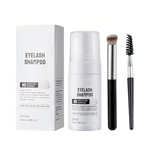 Image of Lash Shampoo for Lash Extensions 100ml,with Brush & Mascara Wand,Eyelash Extension Cleanser,Makeup Remover,Oils,Paraben,Sulfate Free,Eyelash Extension Foam,Supplies for Professional & Home Use