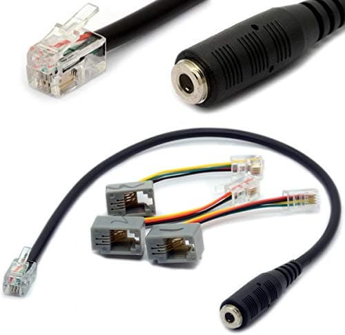 Image of HTGuoji 4P4C RJ9/RJ10 to 3.5mm Female Headset Adapter Cable Stereo Converter Telephone Cord for iPhone Cisco IP Phones 7931G 7940 7941 7942 Plantronics MX10 Vista Modular 30CM