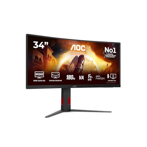 Image of AOC CU34G4 34 inch UW-QHD Gaming Monitor Curved, 180Hz, Fast VA Panel, 0.5ms MPRT, Adaptive Sync, HDR10, FreeSync Premium, (3440x1440 HDMI 2x 2.0 DP 1x 1.4) Black