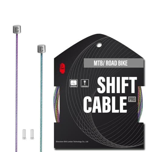 Image of CNCLOL Pro Slick Polished Bike Gear Cable for Shimano/SRAM,MTB Gear Cable 1.2X 2100mm for Mountain Bike/Road Bike，1pc,Rainbow.