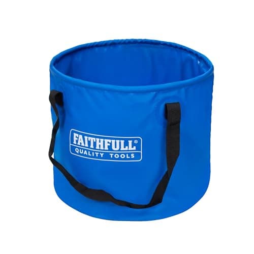 Image of Faithfull Waterproof Collapsible Bucket – Lightweight PVC Container with Sturdy Handles & Compact Fold-Flat Design for Cleaning, Draining, Camping & Plumbing Tasks - 20L Capacity