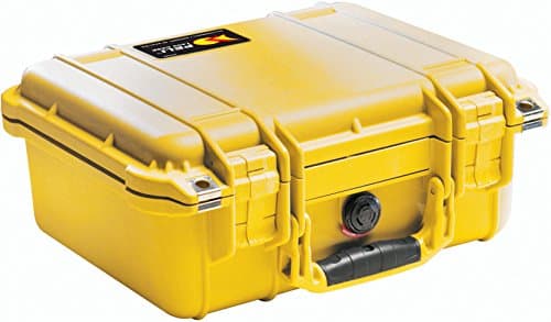 Image of PELI 1400 Polypropylene Protector Case for Camera and Video Equipment, IP67 Watertight, 19L Capacity, Made in Germany, No Foam, Yellow
