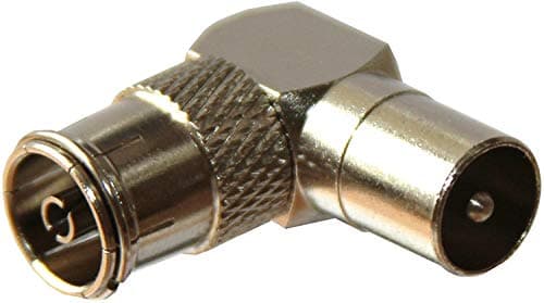 Image of electrosmart 90 Degree Right Angle / Angled TV Aerial Cable / Coax Plug Lead Adaptor - Male Coax / Coaxial Plug to Female Coax / Coaxial Socket Connector - Ideal for wall mounted Plasma & LCD Flat Screen TV installations