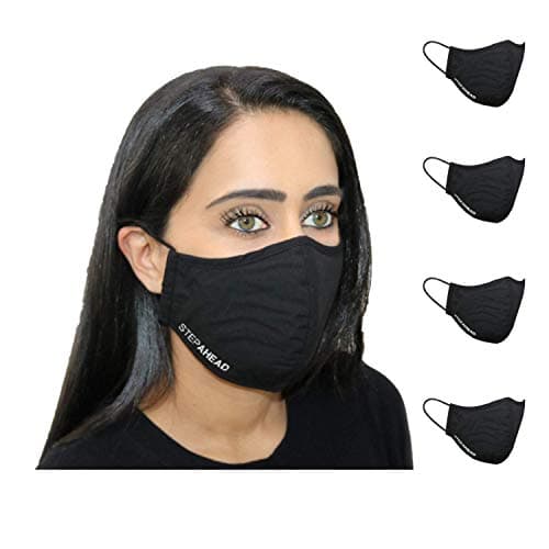 Image of Step Ahead ® | 5 Pack Triple Layer Cotton Black Face Mask (Pack of 5) Unisex Reusable Fashion Washable | Nano Mesh Water Repellent Layer- Protects from Dust, Pollution, Droplets