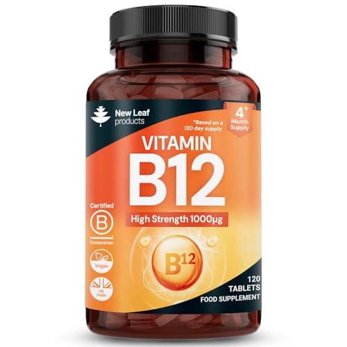 Image of Vitamin B12 High Strength Tablets - 1000mcg Vegan B12 Vitamin Methylcobalamin Supplement – Contributes to The Reduction of Tiredness and Fatigue & Immune Energy Support Made in the UK (4 Month Supply)