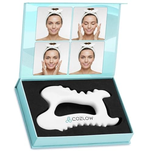 Image of Ceramic Gua Sha Massage Tool for Face & Body - Premium Muscle Scraping Tool for Lymphatic Drainage & Fascia Massage - Trigger Point Massager for Body Sculpting & Contouring - Style A - by Cozlow