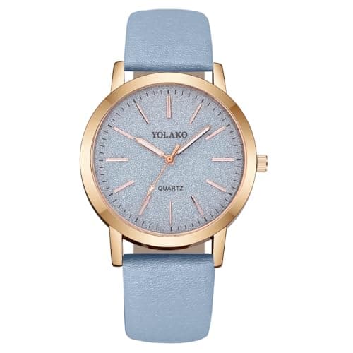 Image of OFFCUP Women's Leather Quartz Watch, Leather Strap Ladies Watches, Analog Quartz with Watches Starry Dial, 3 Hand Quartz Watch, Premium Fashion Wrist Watch for Women Ladies Girls (Blue)