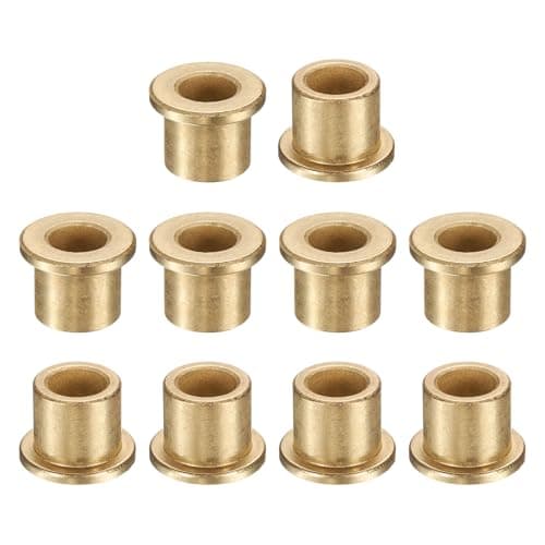 Image of sourcing map 10Pcs Flange Sleeve Bearings, 8mm Bore x 12mm OD x 12mm Length, Self-Lubricating Sintered Bronze Bushings