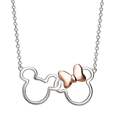 Image of Disney Minnie And Mickey Silver & Rose gold Plated Necklace NF00287TL-18