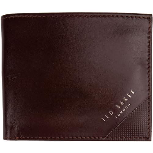 Image of Ted Baker London prugs-Embossed Corner Leather Bifold, Brown