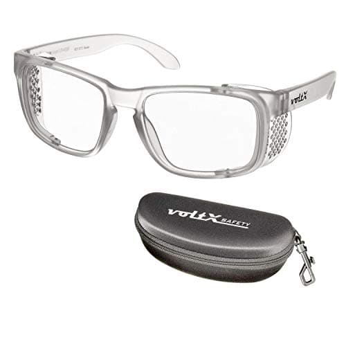 Image of voltX 'CRYSTAL' Full Lens Magnified Reading Safety Glasses UKCA & CE EN166F certified (+2.0 Dioptre, Clear lens) -Anti fog coated UV400 lens + Case