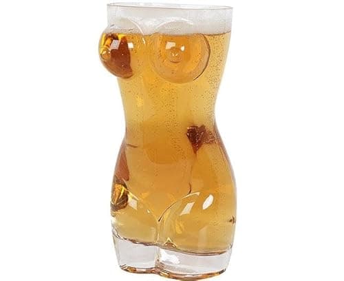 Image of Novelty Female Body Shaped Beer Pint Glass, Unique Drinking Glass
