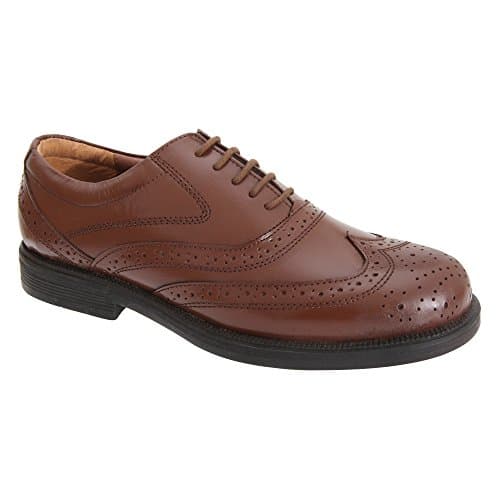 Image of Scimitar Mens Gents Leather Wide Fit Brogues Shoes Size 6-14 Brown (10)