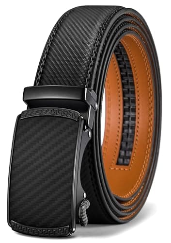 Image of BULLIANT Men's Belt, Leather Ratchet Belt for Men Dress 1 3/8",Trim to Fit(Black-30-36" Waist Adjustable)