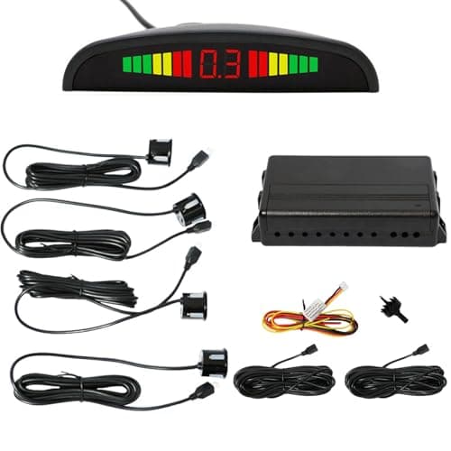 Image of Anhoer 4Pcs Car Parking Sensors Rear Reversing Radars System Buzzer Alarm with 4 Sensors Distance Detection LCD Display Alert System Kit (Black)