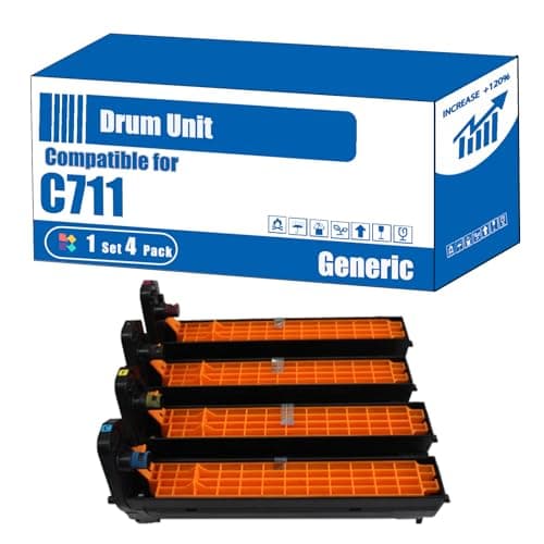 Image of Compatible for Okidata OKI C711 Drum Unit C710 C711 C711dn Printers, High Yield 20000 Pages, Accurate Imaging Rich Colors (4-Pack BK/C/M/Y)