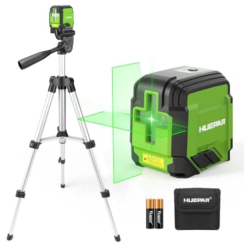 Image of Laser Level with 100cm Tripod, Huepar 30M Lazer Level Self Leveling Green Cross Line Laser Leveler Tool for Picture Hanging, Tile, Construction Indoor Project, Battery & Carrying Bag Included