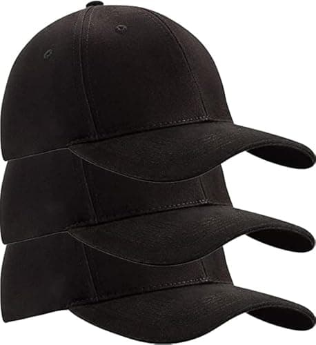 Image of Romens Baseball Cap - Lightweight Adjustable Washed Polo Style Hat - Classic Sports Casual Cap - Summer Sun Hat for Unisex Black