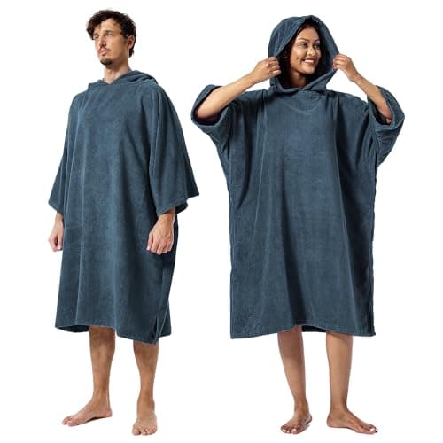 Image of Winthome Changing Bath Robe, Surf Poncho Towel with hooded (M, Dark Blue)