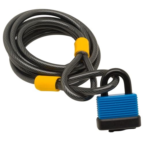 Image of Sterling 825 C WPL 2.5m 8mm Steel Security Cable & 48mm Weatherproof Padlock, Black