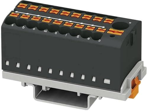 Image of Phoenix Contact 3273124 PTFIX 6/18X2.5-NS35 BK Distribution Block with Vertical Orientation and Integrated Input, 690 V, 24 A, Number of Connectors: 19, Cross Section 0.14 mm²-4 mm²