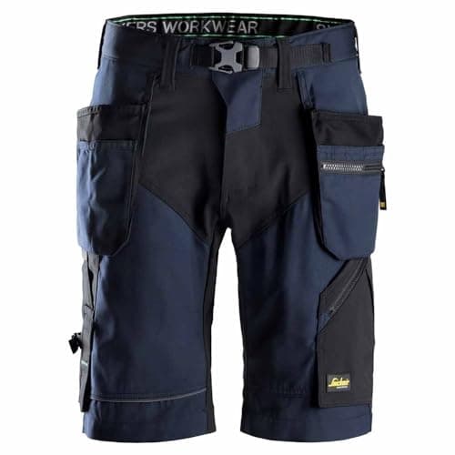 Image of Snickers 69049504062 Size 62 "Flexiwork" Work Shorts - Navy Blue/Black